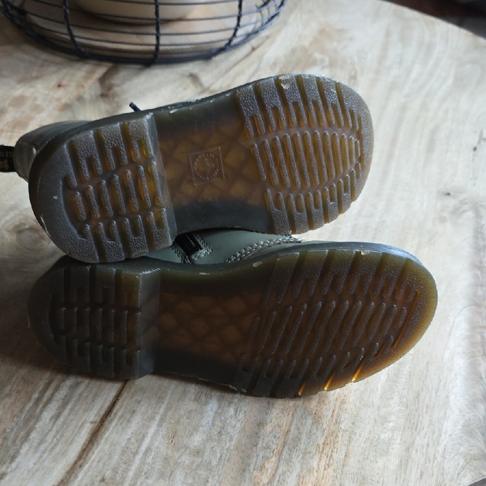 Dr. Martens Children's Olive Combat Boots - Picture 5 of 8
